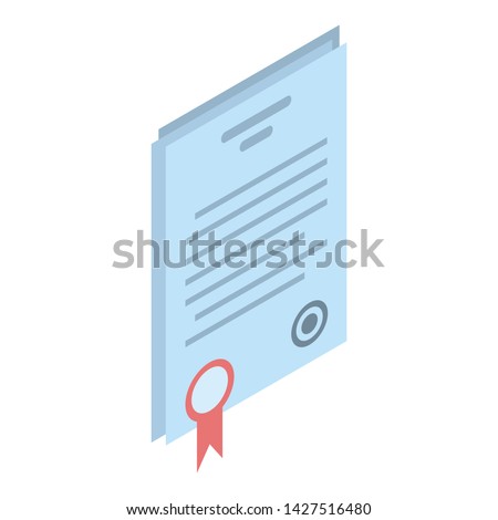 Paper diploma icon. Isometric of paper diploma vector icon for web design isolated on white background