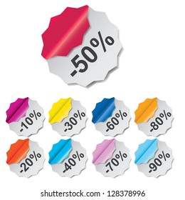 Paper Discount labels with different corner. vector illustration