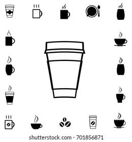 Paper or Disposable Coffee Cup Icon isolated. Drink or beverage in plastic cup vector illustration