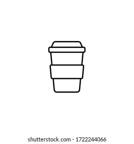 Paper disposable coffee cup, take away cup simple thin line icon vector illustration
