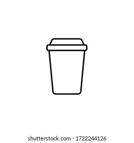  Paper Disposable Coffee Cup, Take Away Cup Simple Thin Line Icon Vector Illustration