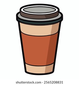 Paper disposable cup of coffee clipart and vector style modern illustration 