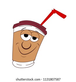 a paper disposable Cup with emotions. Smile, joy.