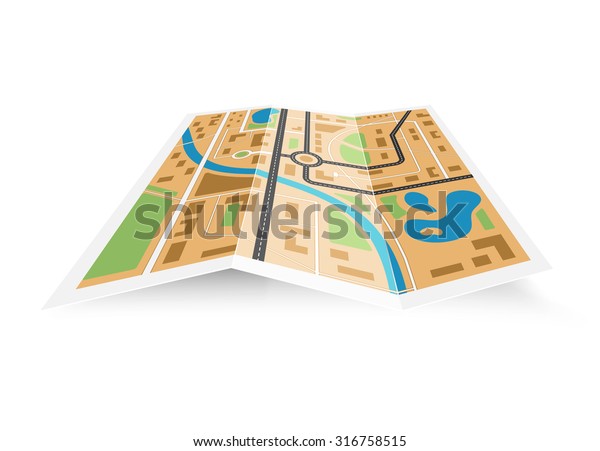 Paper District Map Stock Vector (Royalty Free) 316758515