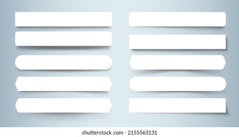Paper divider with shadow. Realistic tag and label with shadow overlay effect, line rectangular sticker. Vector empty isolated set. Promo message or advertisement designs of different shapes