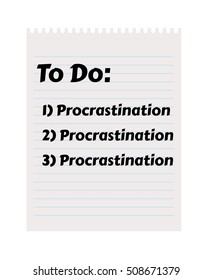 Paper with To Do list and procrastination tasks. Illustration contains text: To Do; Procrastination