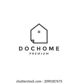 paper doc file with home simple logo symbol icon vector graphic design illustration idea creative 