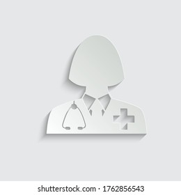 paper doctor icon. Doctor with stethoscope vector sign