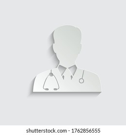 paper doctor icon. Doctor with stethoscope vector sign