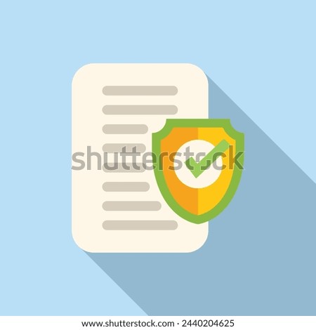 Paper document approved icon flat vector. Process access. Design private