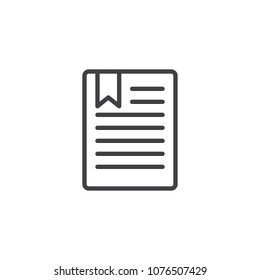 Paper document with bookmark outline icon. linear style sign for mobile concept and web design. Important document simple line vector icon. Symbol, logo illustration. Pixel perfect vector graphics