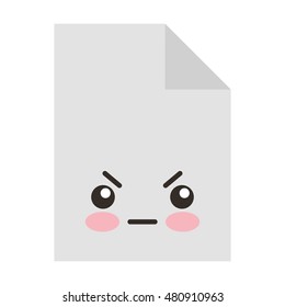 paper document character kawaii style vector illustration design