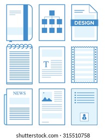 Paper document concept with variation and blue color