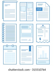 Paper document concept with variation and blue color