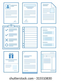 Paper document concept with variation and blue color