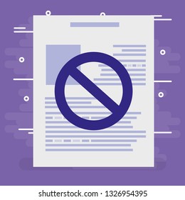 paper document with denied symbol