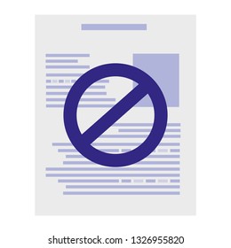paper document with denied symbol