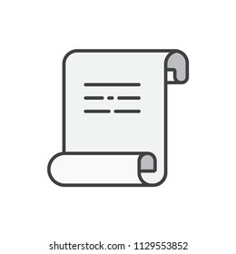 Paper, document, diploma colored line icon.