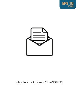 Paper document in envelope. Business mail isolated on white background