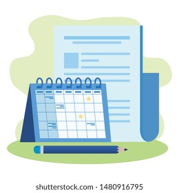 paper document file with calendar