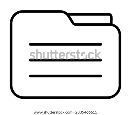 Paper document file folder vector icon. Office archive organization, data storage and file management symbol.