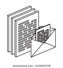paper document files and envelope mail