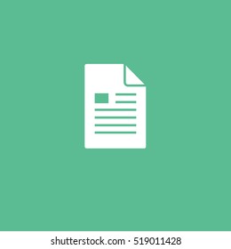 Paper Document Flat Icon On Green Background