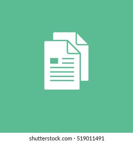 Paper Document Flat Icon On Green Background