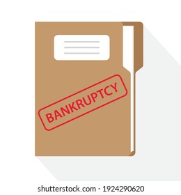 paper document folder with bankruptcy word - vector illustration
