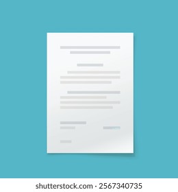 a paper document front view on blue