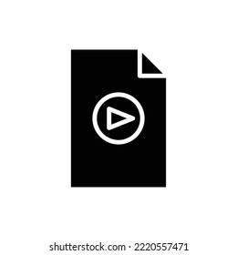 Paper document glyph icon illustration with play symbol. icon related to music document, music file. Simple vector design editable. Pixel perfect at 32 x 32