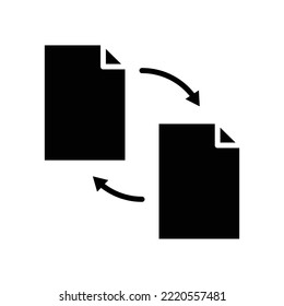 Paper document glyph icon illustration with arrow. icon related to convert document, convert file. Simple vector design editable. Pixel perfect at 32 x 32