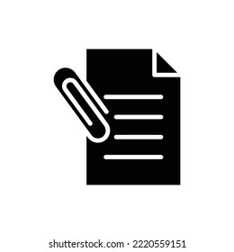 Paper document glyph icon illustration with paper clip. icons related to document attachment. Simple vector design editable. Pixel perfect at 32 x 32