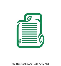 Paper document of green leaf ecology icon, logo design template, suitable for your company