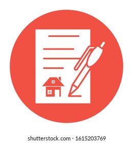 paper document with house contract and pen vector illustration design