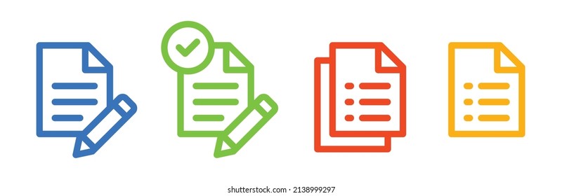 Paper document icon collection. Vector illustration