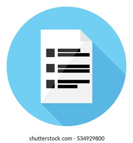 Paper document icon. Flat design style modern vector illustration. Isolated on stylish color background. Flat long shadow icon. Elements in flat design.