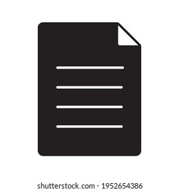 Icono de documento de papel. Símbolo negro aislado. Ilustración vectorial sobre fondo blanco. 