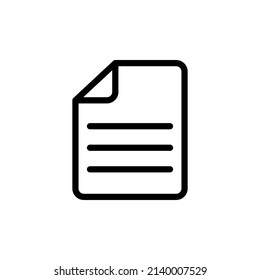 Paper document icon, isolated black symbol, vector illustration on a white background.