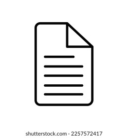 Paper document icon. Isolated Black symbol. Vector illustration on white background.