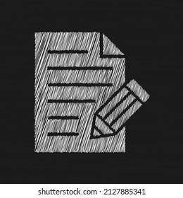 Paper document icon. Isolated sketch style symbol. Vector illustration on black background
