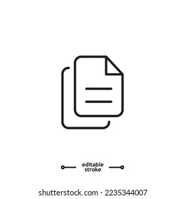 Paper document icon symbol logo illustration,editable stroke, flat design style isolated on white