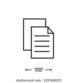 Icono de documento de papel ilustración de logotipo,trazo editable, estilo de diseño plano aislado en blanco