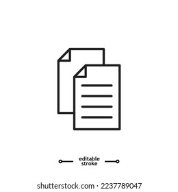 Icono de documento de papel ilustración de logotipo,trazo editable, estilo de diseño plano aislado en blanco