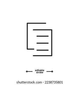 Paper document icon symbol logo illustration,editable stroke, flat design style isolated on white
