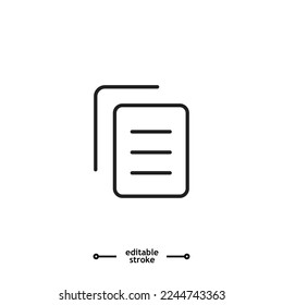 Paper document icon symbol logo illustration,editable stroke, flat design style isolated on white