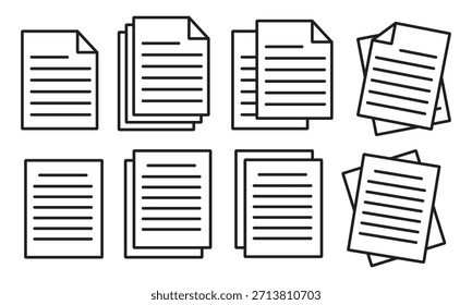 Paper Document Icons Collection – Single and Multi-Page Vector,Documents and Paper Icons Pack – Single and Multiple Pages