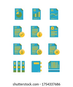 Paper and document icons set. Flat icons design. vector