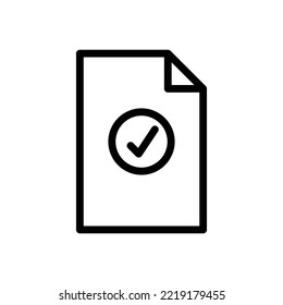 Ilustración de icono de línea de documento en papel con marca de verificación. icono relacionado con el documento verificado. Diseño de vector simple editable. Píxel perfecto a 32 x 32