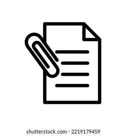 Paper document line icon  illustration with paper clip. icons related to document attachment. Simple vector design editable. Pixel perfect at 32 x 32